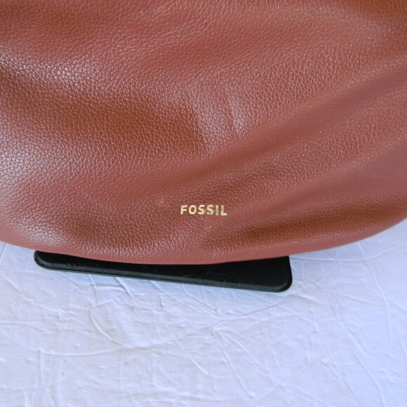 Fossil Tallula Hobo Shoulder Bag Crossbody Brown Leather Turnlock Bucket Purse - Picture 7 of 9